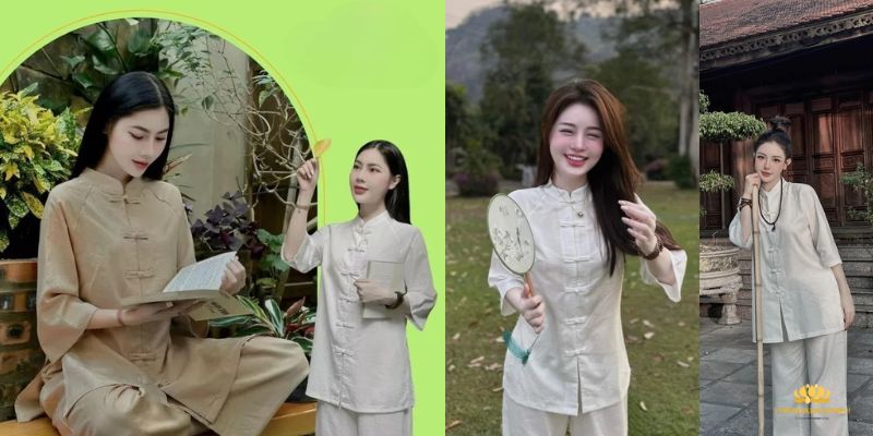 Set đồ mặc đi chùa -Pháp phục mặc đi làm lễ Quy y Tam Bảo